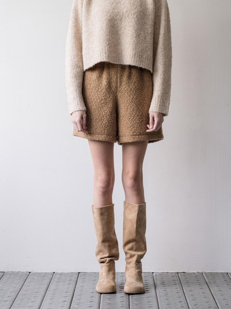 Cluny Boucle Wool Short Pants - Beige