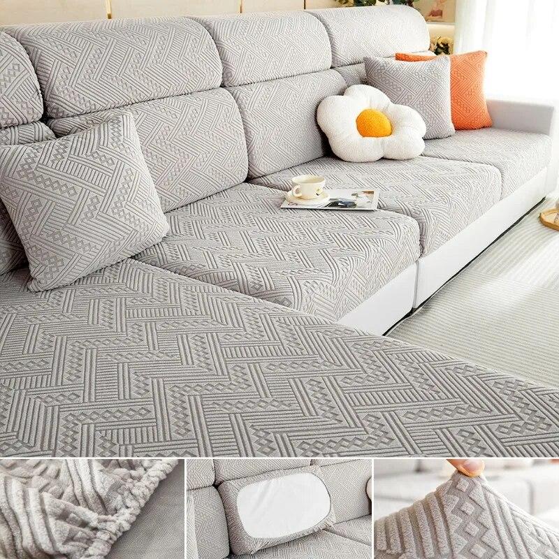Jacquard Fabric Sofa Sectional Covers For Living Room Removable Couch Slipcover Elastic Sofa Protector Pets Kids Anti-Slip Home