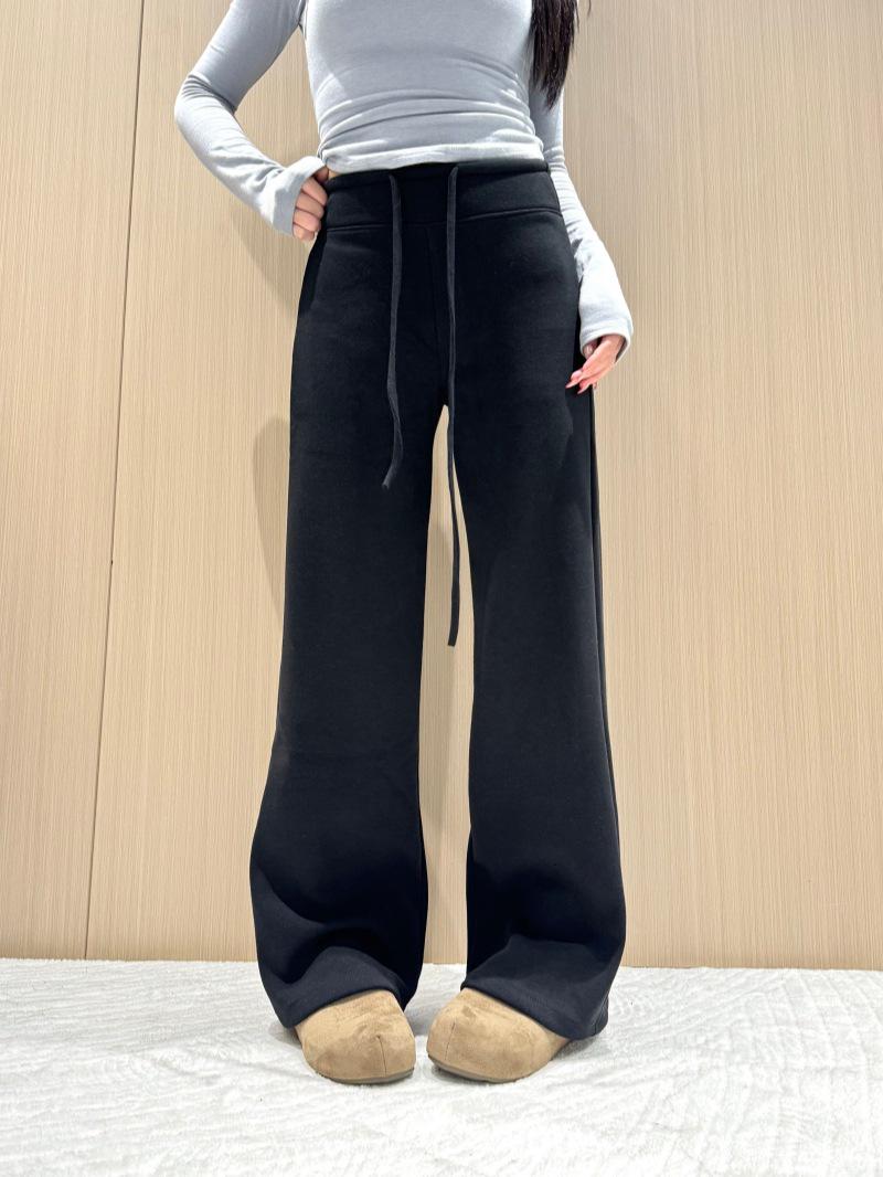 

Coffee-Colored Wool-Blend Wide-Leg Velvet Pants for Women - 2025 Autumn/Winter Collection. XL (125-145 jin)