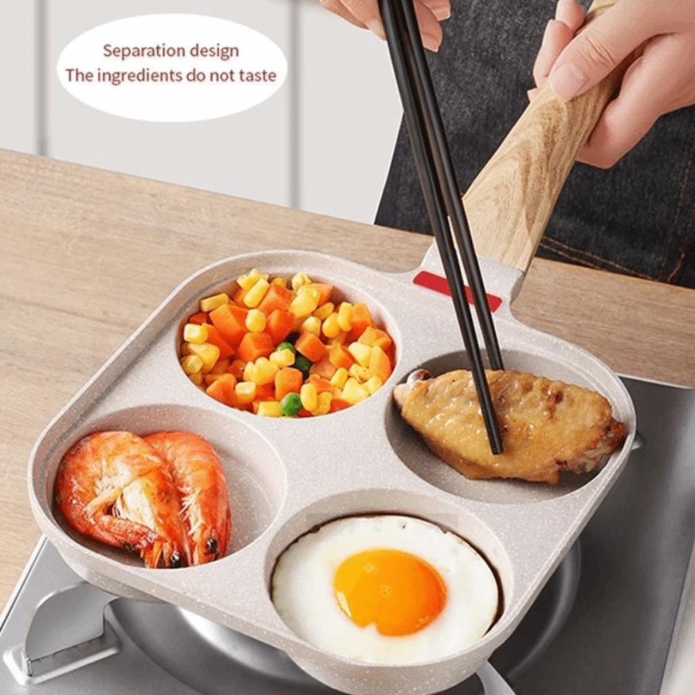 Non-stick Egg Pancake Pan Rapid Heating Omelette Skillet Cookware Four-hole Frying Pan  Breakfast