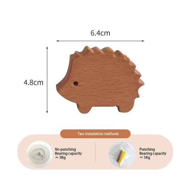 1pcs New Wooden Hook Creative Nordic Cute Animal Hook Wall Hanging Coat Hook Home Decoration Solid Wood Hook Kitchen Accessories