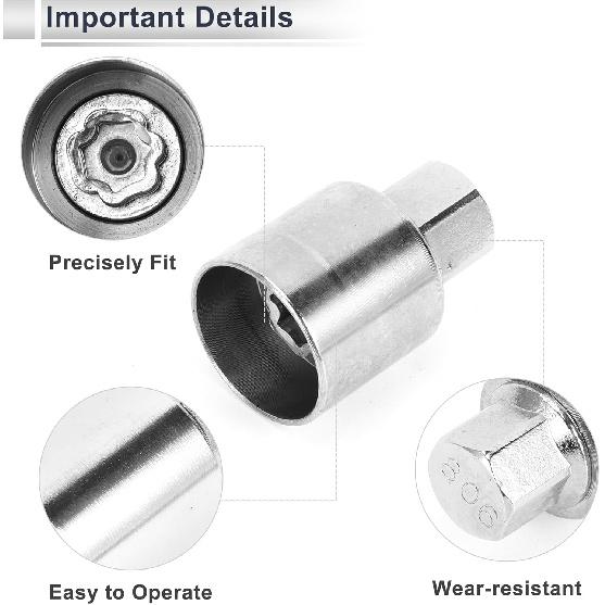 Wheel Lock Lugnut for Jeep Compass #806 Anti-theft Screw Nut Removal Key Socket 1pc