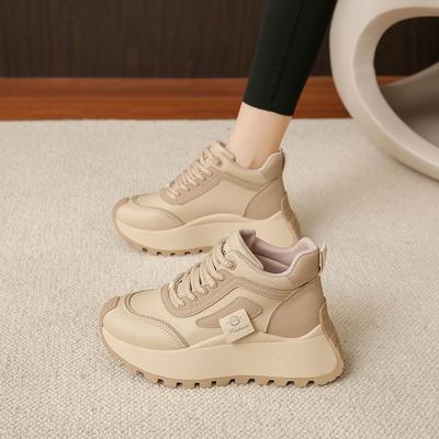 Casual Sports Shoes Heighten Small High-top Shoes Spring 2025 New Versatile Super Fire Platform Dad Shoes Women