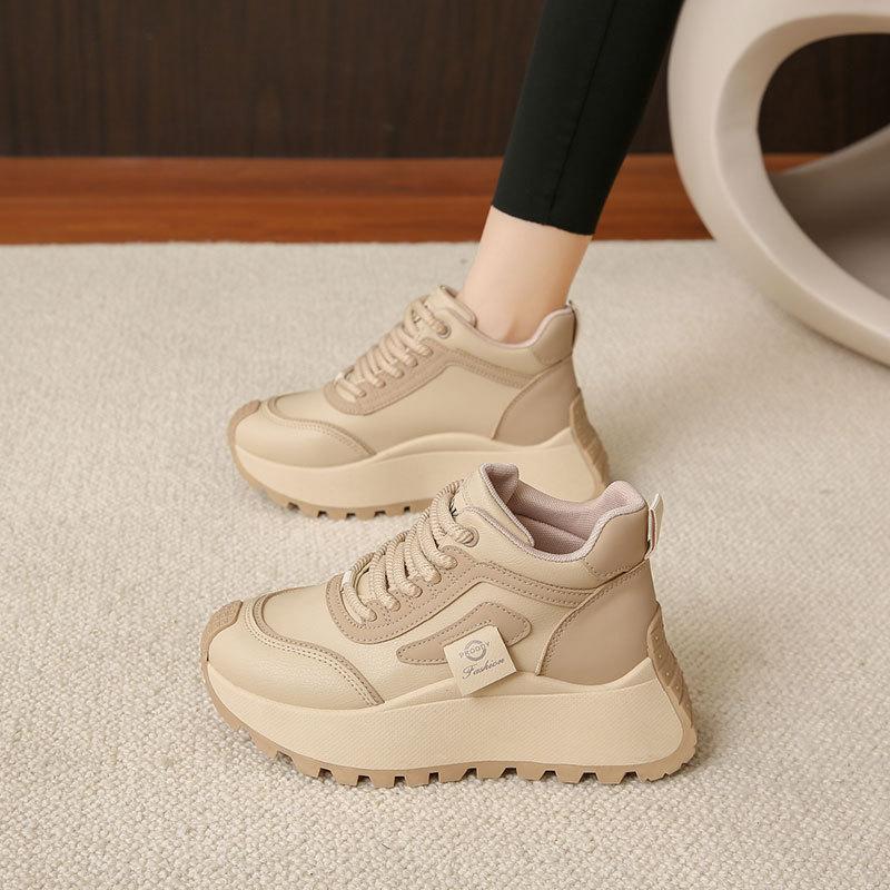 Casual sports shoes heighten small high-top shoes spring 2025 new versatile super fire platform dad shoes women