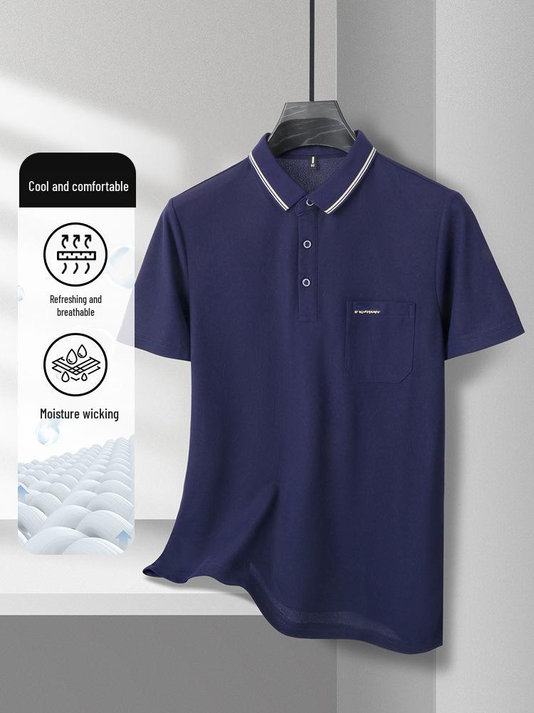 

Men s Summer Short Sleeve Embroidered T-Shirts - Solid Color Cotton-Like Fabric 180/2XL (150-170 lbs) темно-синього кольору