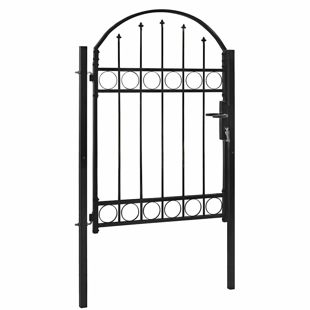 ASSEN Garden Gate with Arch Top Steel 102 X 125 Cm Black