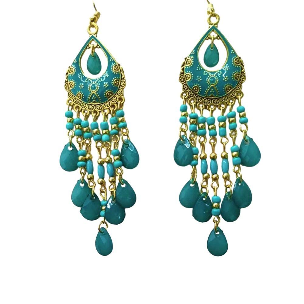 

Серьги в этническом стиле в форме сердца, полые серьги в стиле бохо, серьги-кисточки в стиле бохо для женщин синий