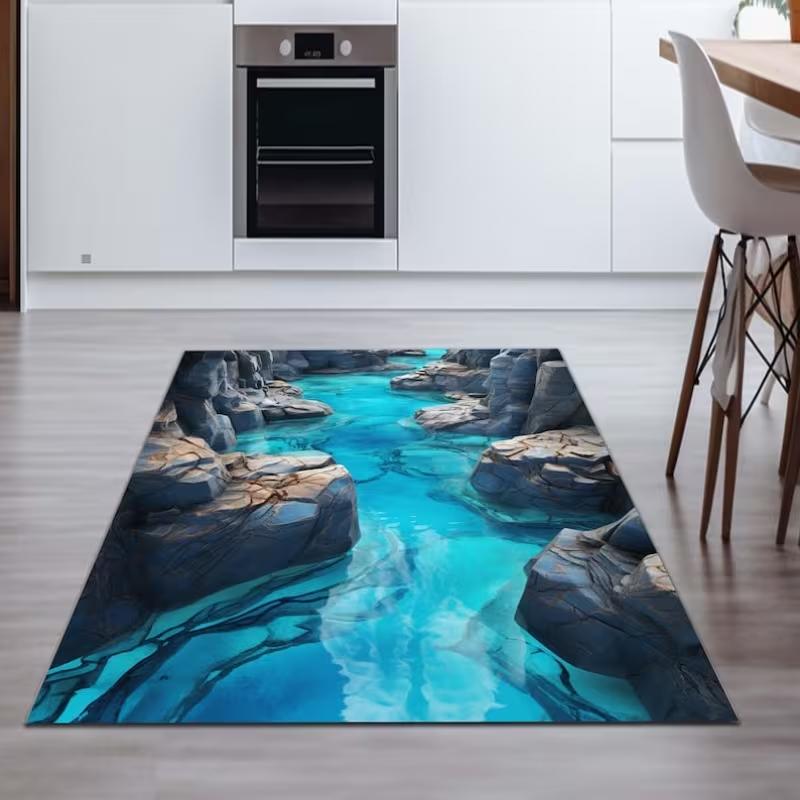 

3D Crack Design Area Floor Mat Living Room or Office Unique Modern Decoration Adds Depth and To Your Space Living Room Carpet 40X60cm