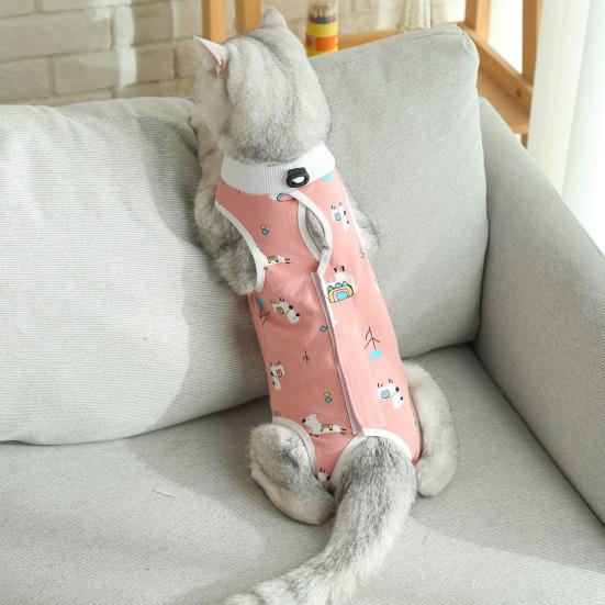 Cat Weaning Suit Cartoon Pattern Anti-licking Skin-friendly Pet Cats Surgical Recovery Suit Pet Supplies
