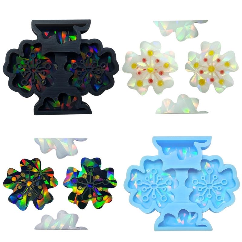 Holographic Resin Keychain Mold Flower Epoxy Resin Casting Mold for DIY Crafts Jewelry Making Phone Holder Silicone Mold