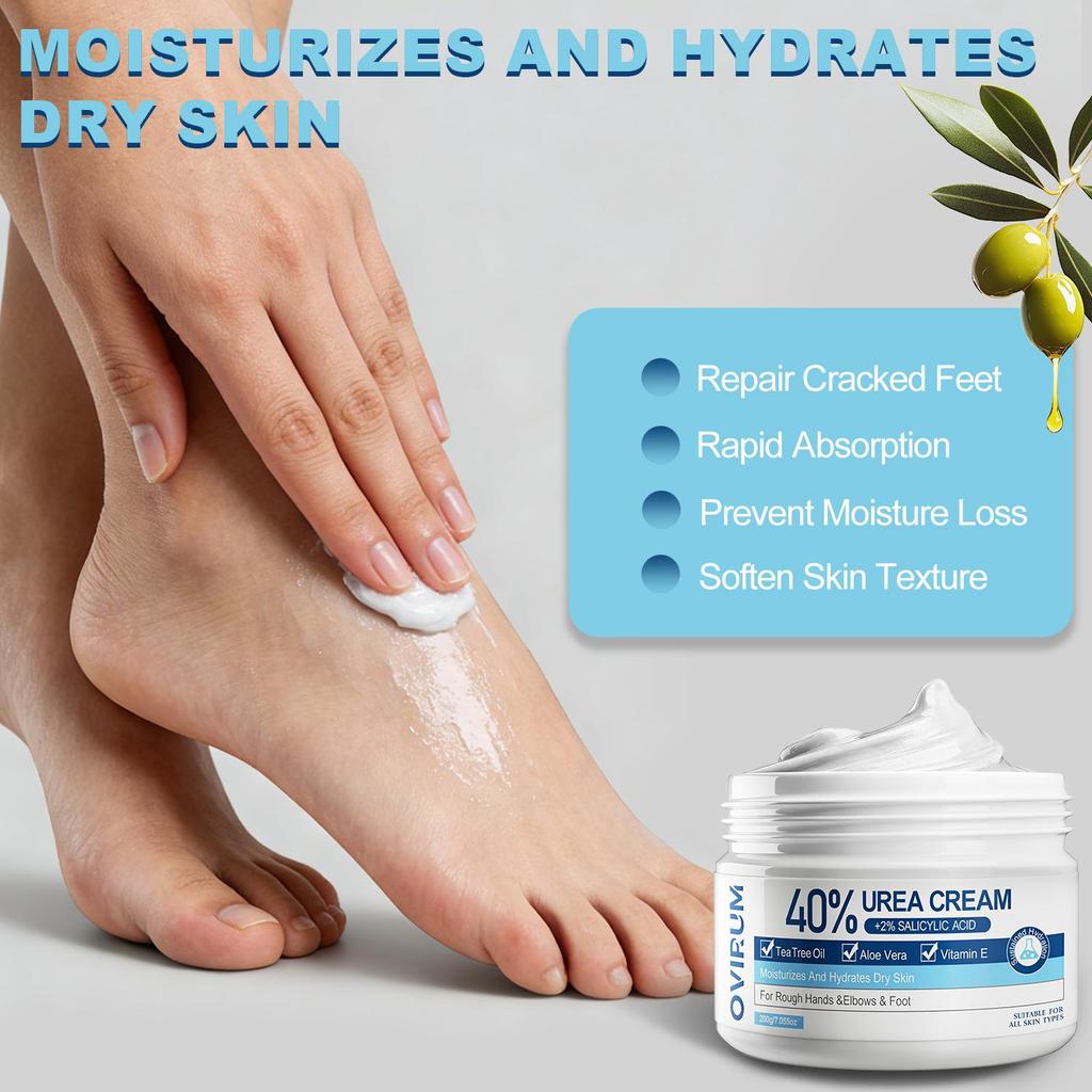 40% Urea Cream+2% Salicylic Acid, For Very Dry Heel And Hand, With Vitamin E, Exfoliating And Moisturizes & Smooths-200G