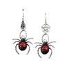 Punk Gothic Sliver Color Vampire Bat Red Drip Glaze Simulated Stereo Spider Dangle Earrings for Women Halloween Parody Jewelry