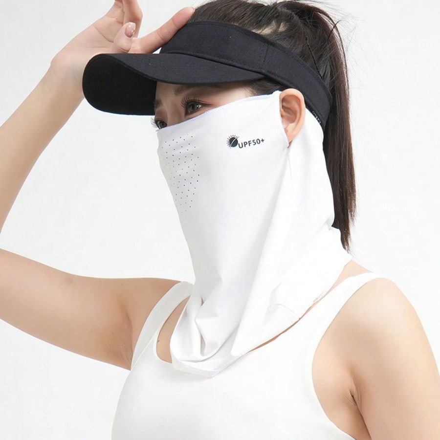 Sonnencreme-Maske für Damen, Sommer-UV-Schutz, kühlendes Hals-Cover aus Eis-Seide, Gesichts- und Nackenschutz für Radfahren im Freien, Maske mit Hängeohren