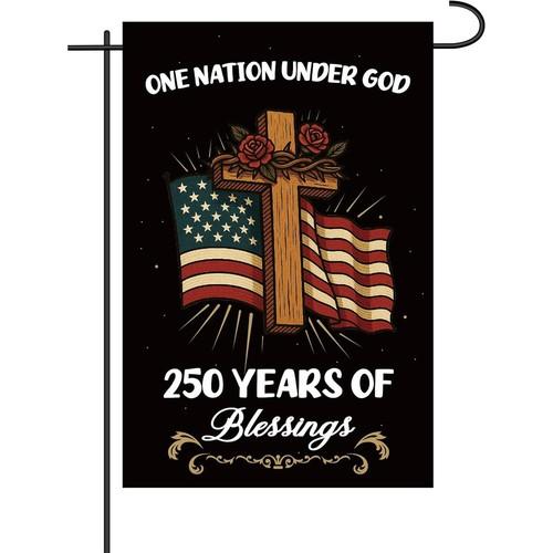 250th Anniversary USA Garden Ag - Patriotic Cross 250 Years America Banner UUI GGX