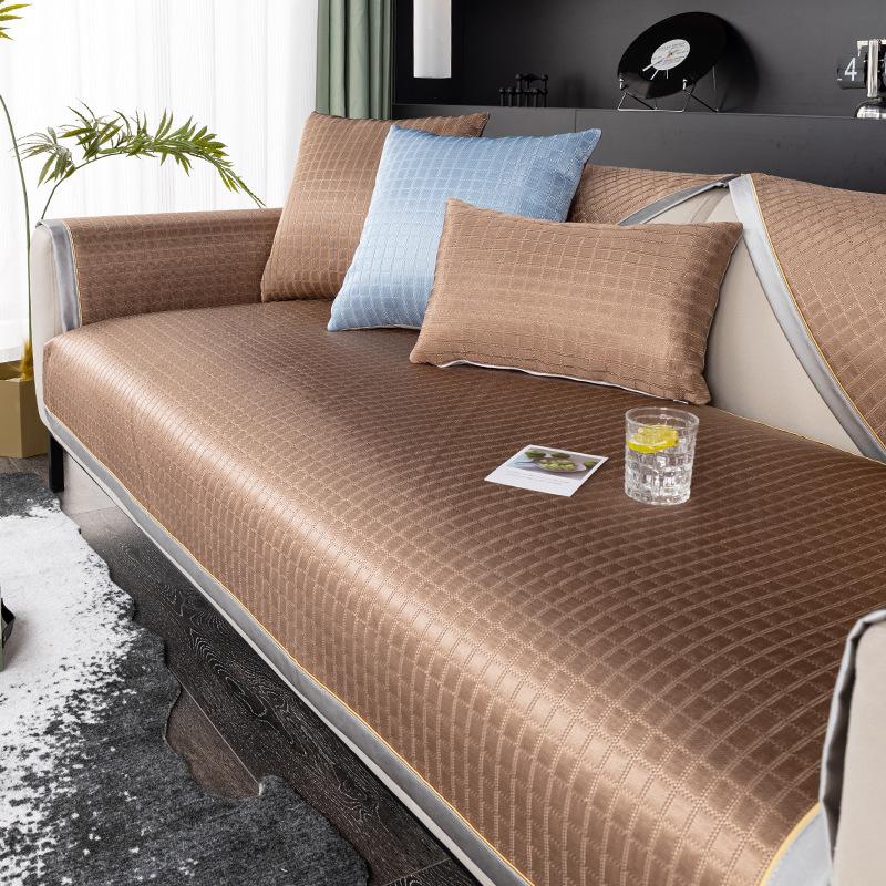 Light Luxury Sofa Cushion Summer Ice Silk Mat Seat Cushion Non-Slip Summer Modern Living Room High-End Leather Sofa Cover Towel
