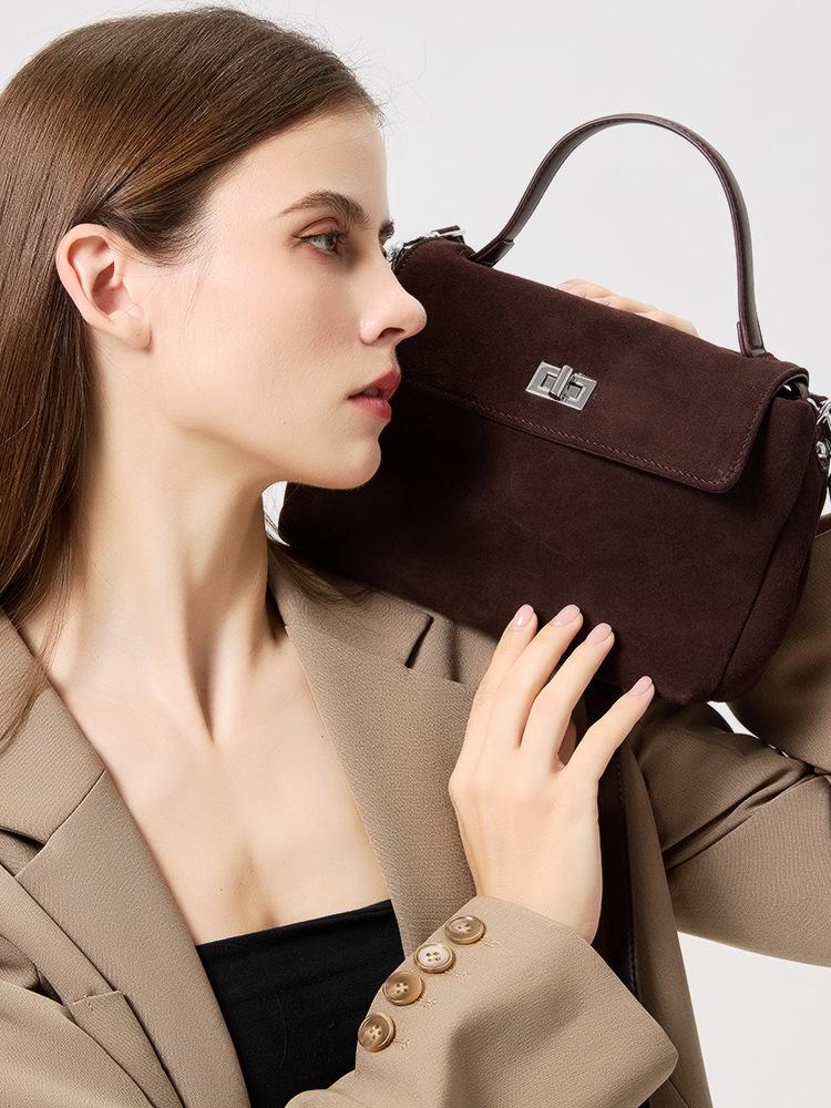 Women's Frosted Cowhide Large Capacity Crossbody Handbag - Autumn/Winter Fashion