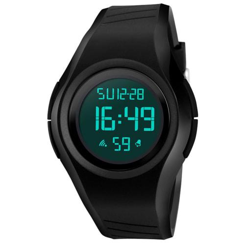 MASTOP Men's and Women's Cool Black Resin Strap Digital Sports Watch with Waterproof Stopwatch, Black, Digital.