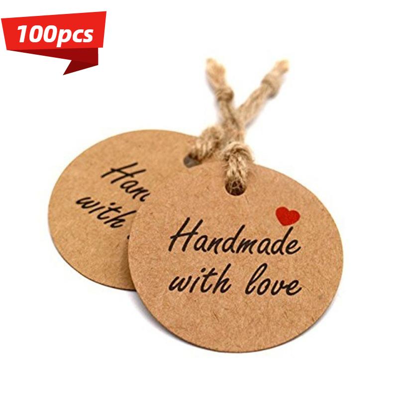 

Бирки из крафт-бумаги с печатью «Сделано вручную с любовью», в комплекте 20,0 метров шпагата, пустые подарочные бирки для рукоделия, упаковки one size fits all