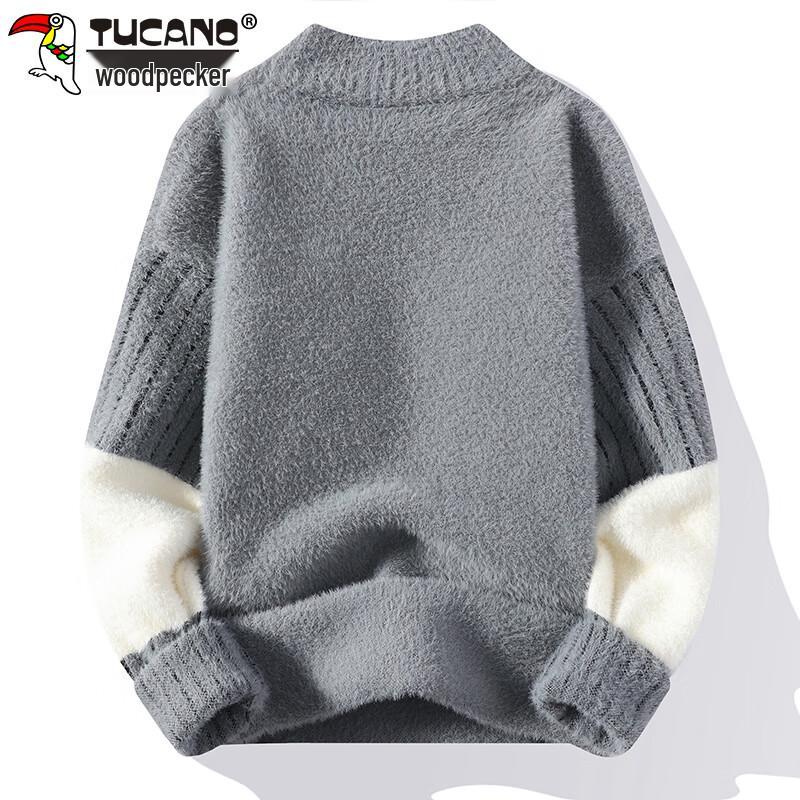 TUCANO Men's Faux Mink Fleece Mock Neck Sweater