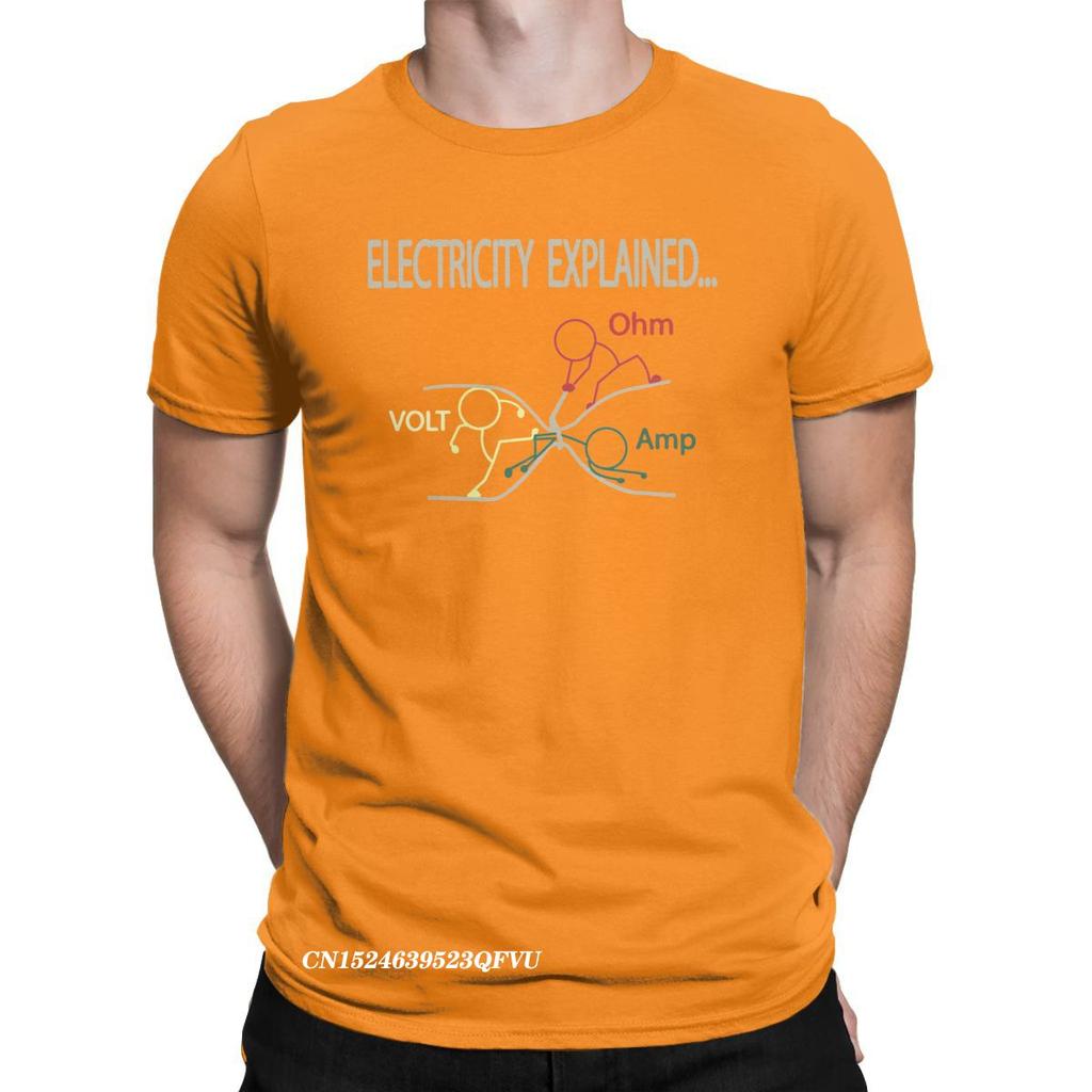 Funny Electricity Explained Electrician Ohm Amp Volt Men's Tops T Shirts Ohm's Law Vintage Tee T-Shirts Cotton New Arrival Tops