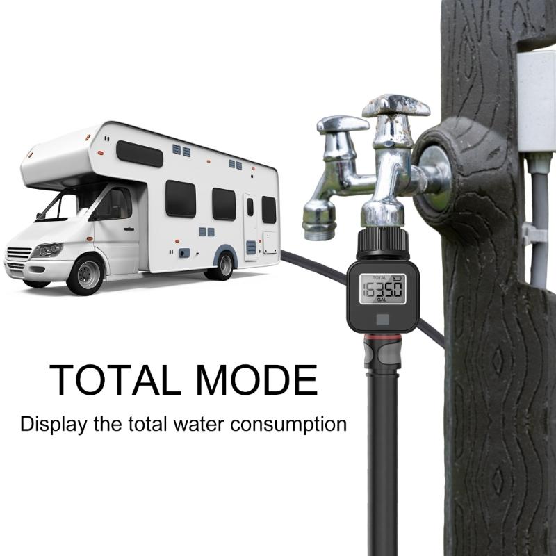 Water Flow Meter, Standard 3/4" Hose Thread, High Accuracy and IPX5 Waterproof for Indoor and Outdoor Use