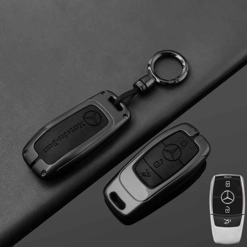 Alloy Leather Car Smart Key Case Cover Protection Shell For Mercedes Benz C E S GLC W205 W213 X253 W222 W166 W176 W246 Keychain QT1