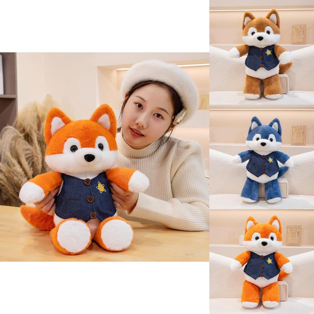 Entzückendes Wald Fuchs Plüschtier Niedliches Verkleidungs Fuchs Stofftier In Orange Braun Und Blauen Farben