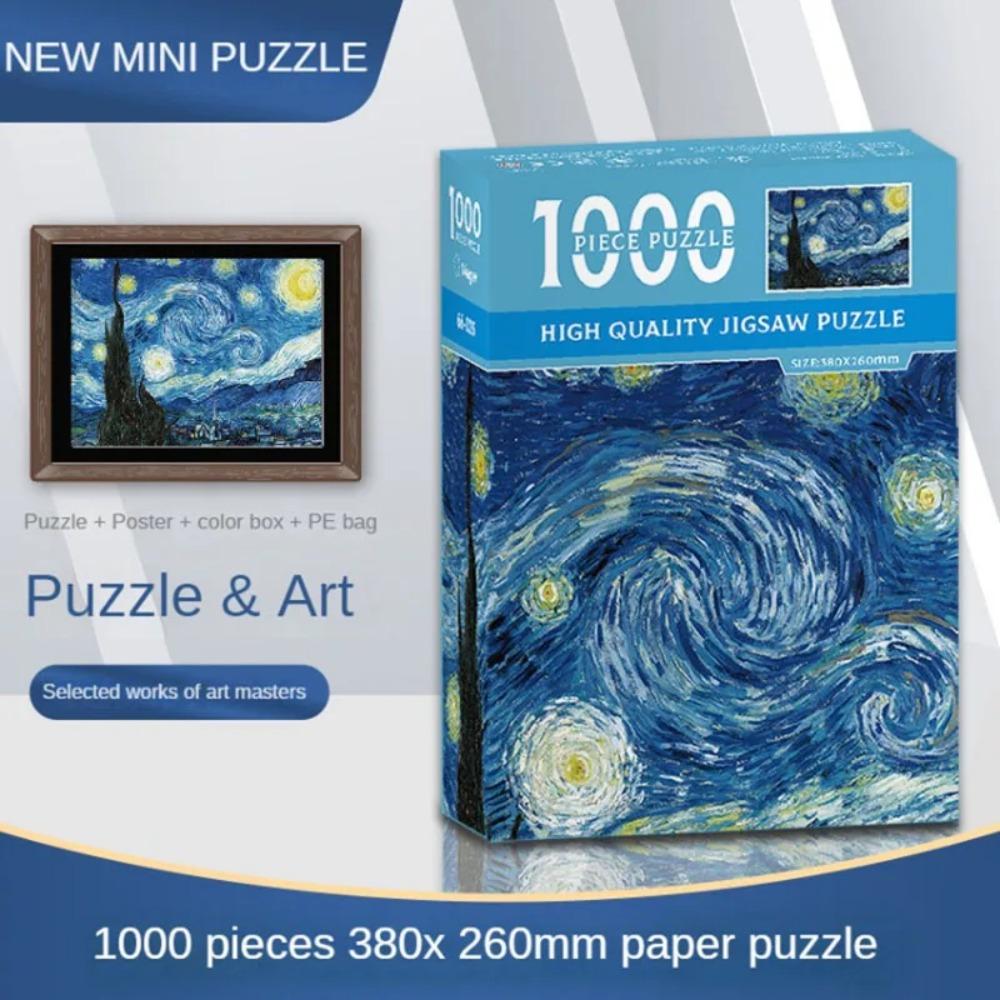 MaxRenard Mini Rompecabezas de 1000 Piezas para Adultos Van Gogh La Noche Estrellada Papel ecológico Juguete de Regalo de Navidad