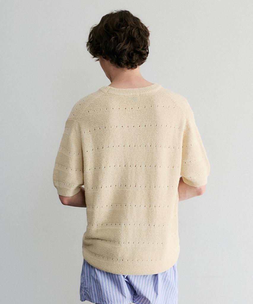 Le Mad Boucle Scallop Round Half Knit - Beige