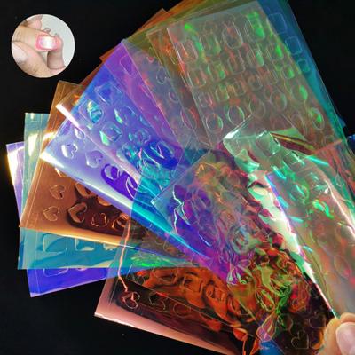 11 pz/set Aurora Nail Sticker Colla Posteriore FAI DA TE Gloss Delicato Aurora Pellicola Scintillante del Cubo di Ghiaccio Unghie Decorazione Wrap per la Femmina