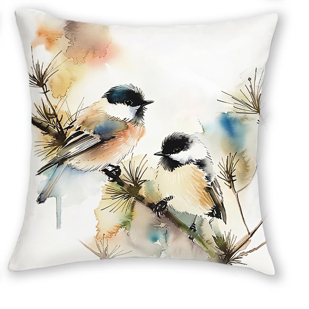 1/4pcs Bird-Patterned 2d Flat Printed Pillowcases Sofa Cushion Cover Home Bedroom Room Decoration