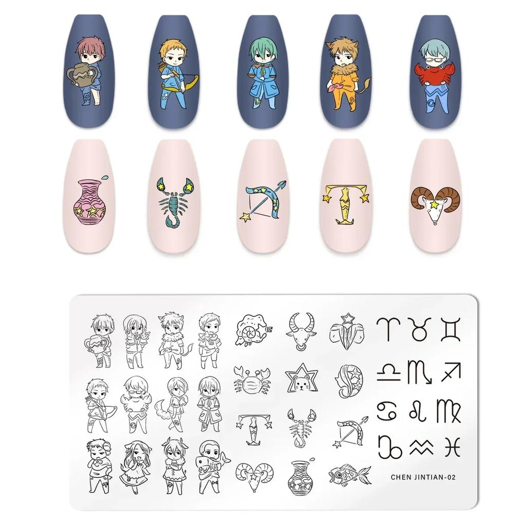 Nagelstempelplatten mit Schlangen- und Leoparden-Motiv, englische Buchstaben, Liebe, Herz, Blätter, Blumen, Design, Druckplatten, Nagelkunst, Schablone, Stempelwerkzeug