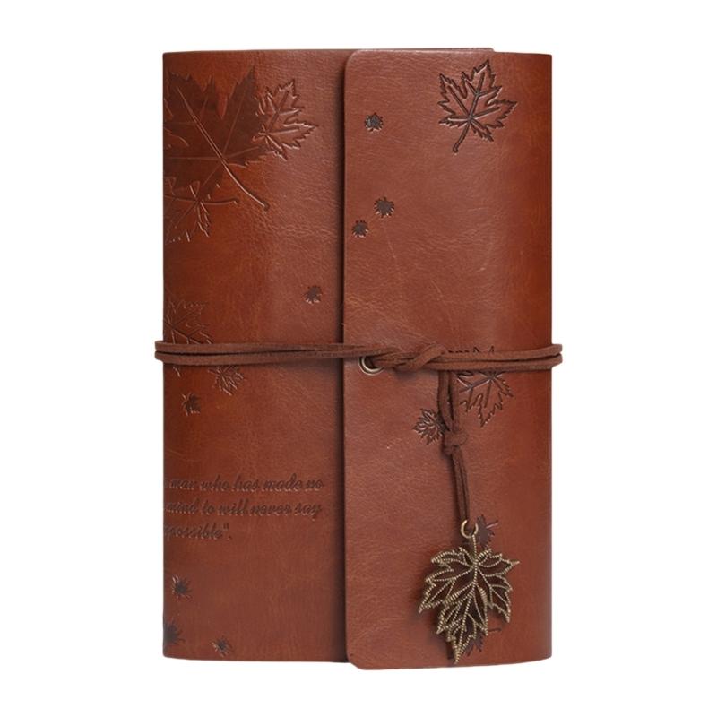 

A 6 PU Leather Notebook Travel Notebook Retro Maple Leaf Notebook Journal Notebook Diary Notepad for Writing коричневий