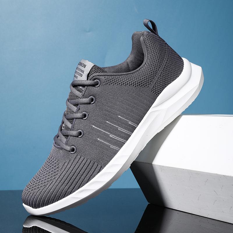 

Модные мужские легкие сетчатые дышащие повседневные кроссовки Fly Outdoor для отдыха мягкие летние повседневные туфли на шнуровке 39 серый