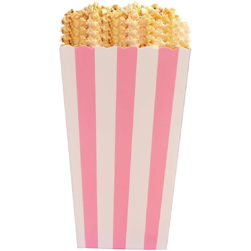 Crystallove 24 шт. Полосатые бумажные коробки для попкорна для вечеринки, сувениры (розовый)
