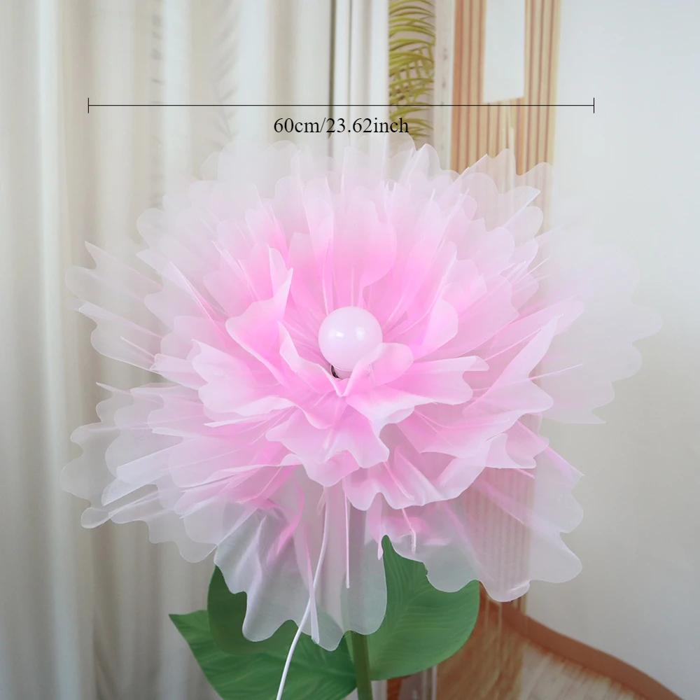 Man-made Large Yarn Flower Set with Lamp Living Room Floor Placement Garden Decoration Outdoor High Quality Artificial Flowers
