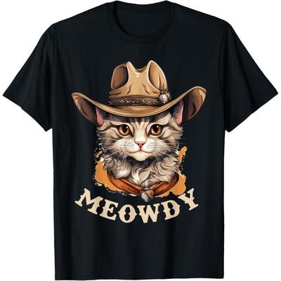 Meowdy Cat Cowboy Hat Country Lover T-Shirt(1)