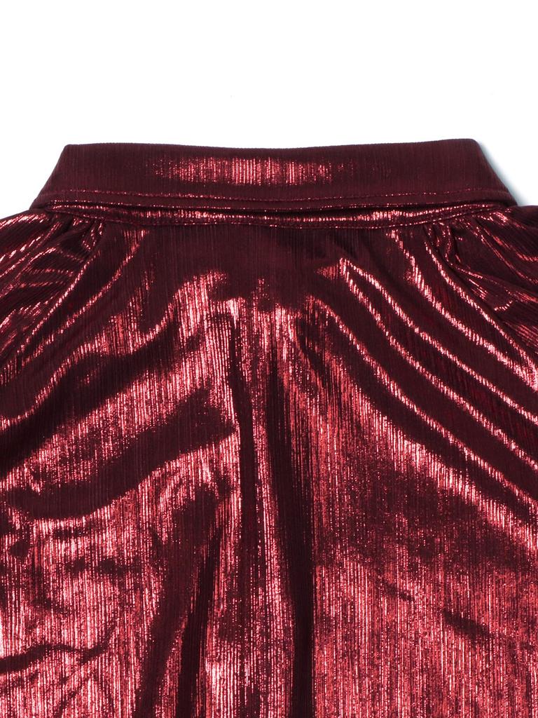 Women's Elegant Wine Red Lapel Long Sleeve Shirt