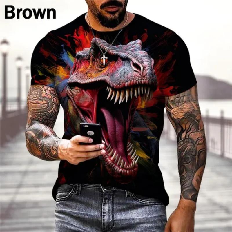 Summer Men Kids 3D Printed Dinosaur T-Shirt Child Fashion Tops Tees Male Vintage Short Sleeve Clothing Casual Stylish Streetwear