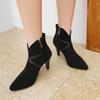 Spring Apricot Black Women Ankle Boots Pointed Toe High Spike Heel Small Big Size 33 47