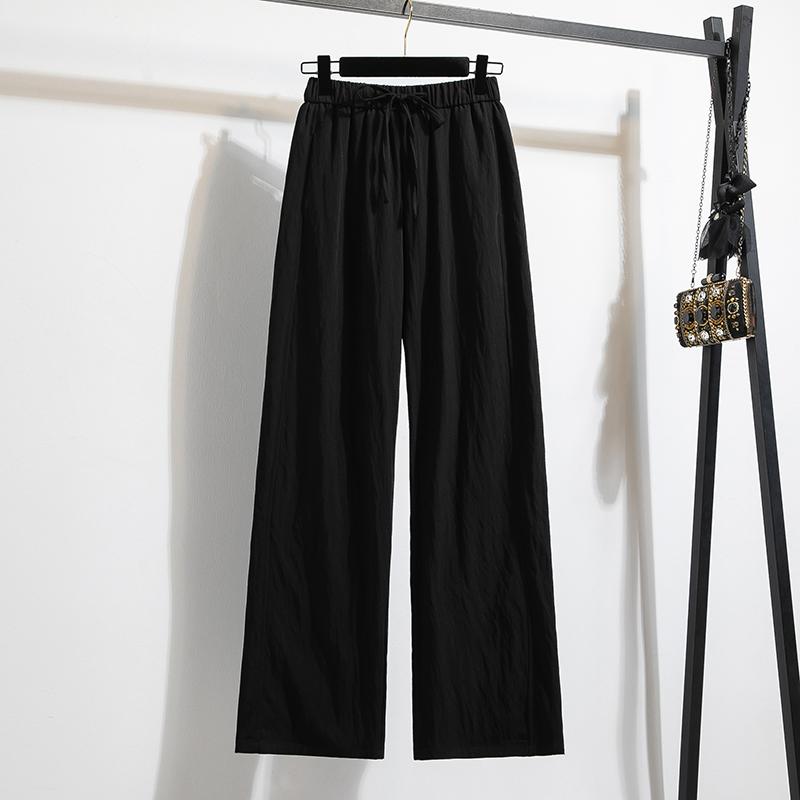 Dimanaf 2025 Summer Plus Size Pants High Waist New Wide-leg Pants Belt Women Fashion Loose Pleated Vintage Pants