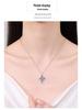 Women's Geometric 925 Sterling Silver Cross Pendant Necklace with 3 Carat Moissanite