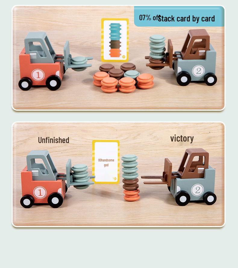 Interactive Wooden Forklift Game: Early Education Puzzle & Logical Thinking Toy for Kids