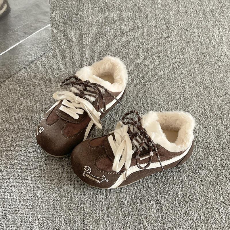Fleece Fleece Board Schuhe für Damen, Neue Bestseller, Vielseitige Baumwollschuhe mit dicker Sohle
