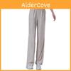 Summer Ice Silk Straight Leg Pants For Women With High Waist And Pocket Detailing