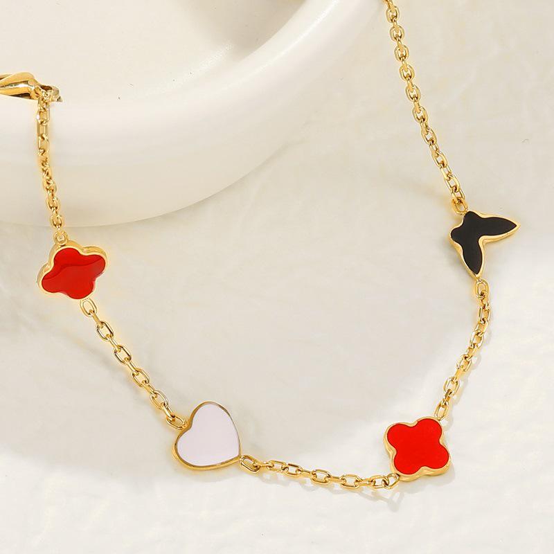 Schmetterling Herz Kleeblatt Titanstahl Armband - Modischer Leichter Luxus Schmuck