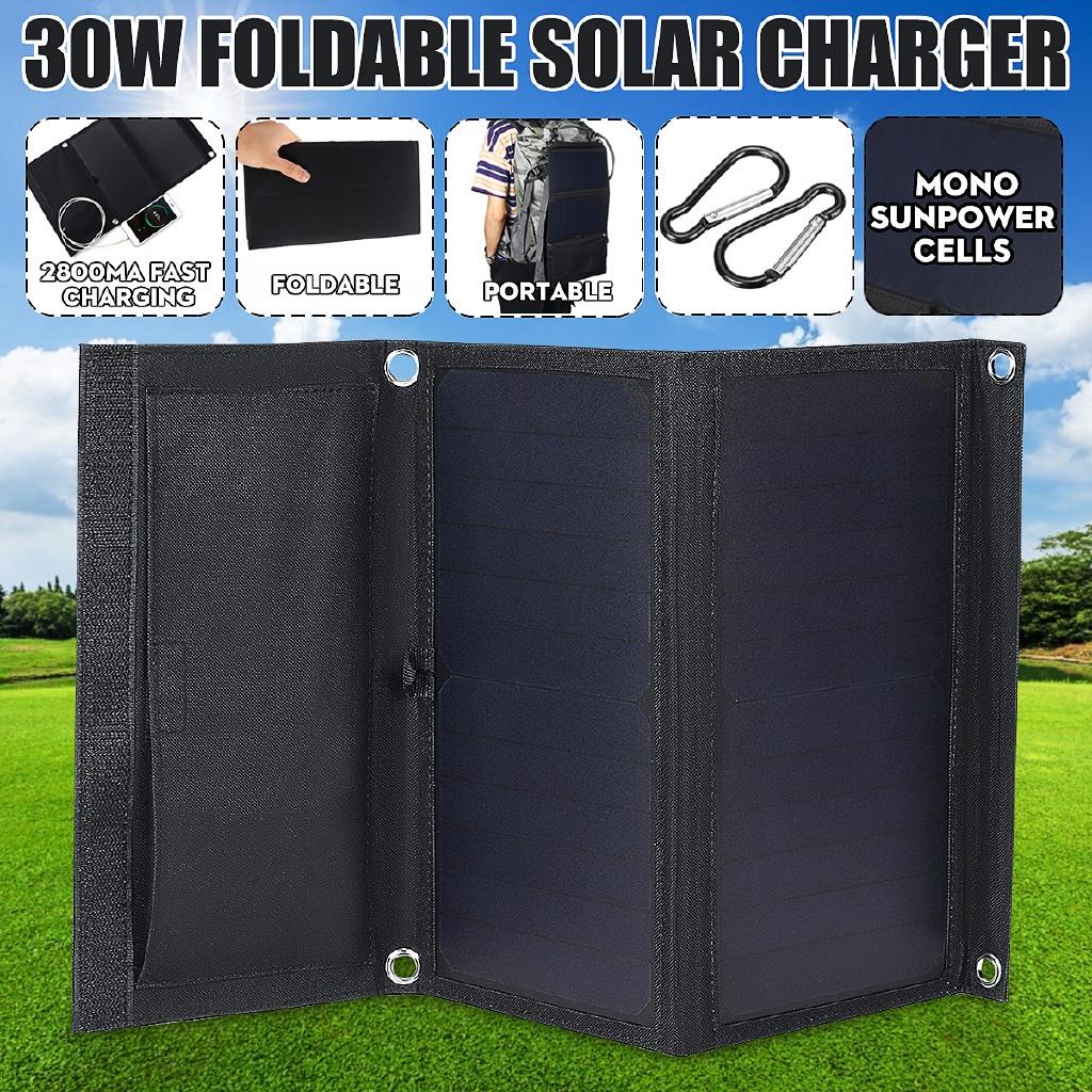 30W 5V Solar Panel Charger Foldable Solar Power Bank Dual USB Camouflage Backpack Camping Hiking for phone