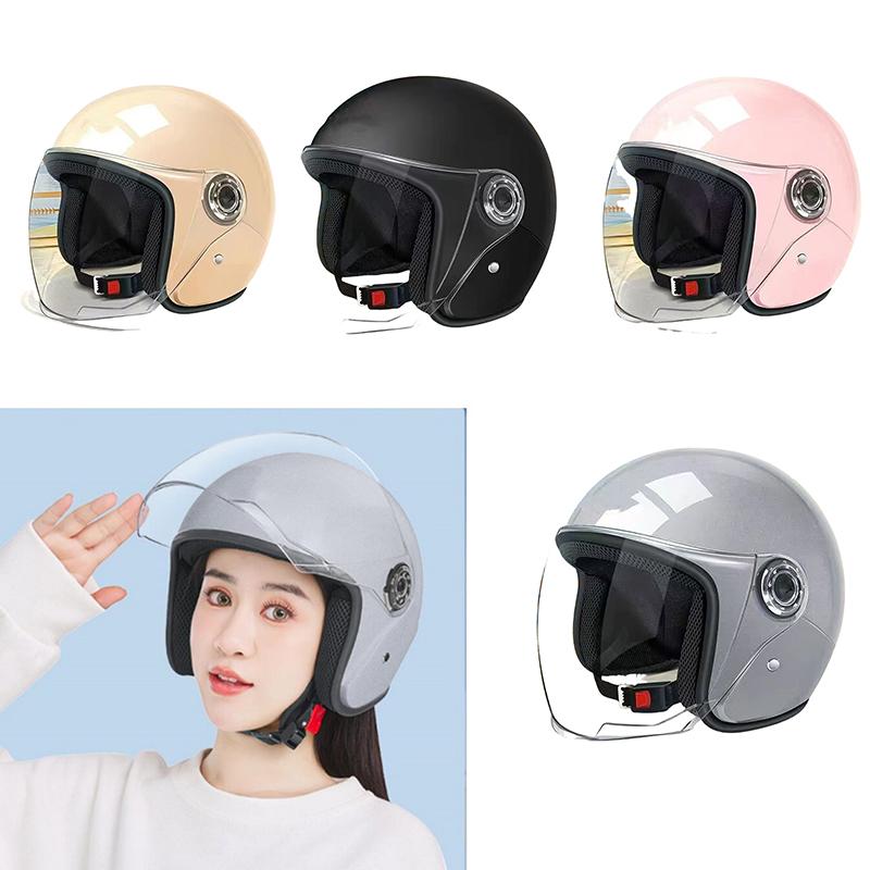 New Men Woman Electric Riding Lens Helmet Four Seasons Comfortable Ventilation Adjustable Motorcycle Safety Helmet