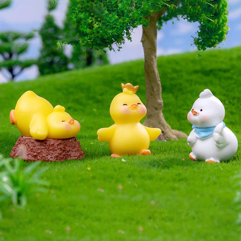 Figurines Miniatures Cute White Yellow Duck Animal Micro Landscape Ornaments For Home Decorations Room Decor Accessories