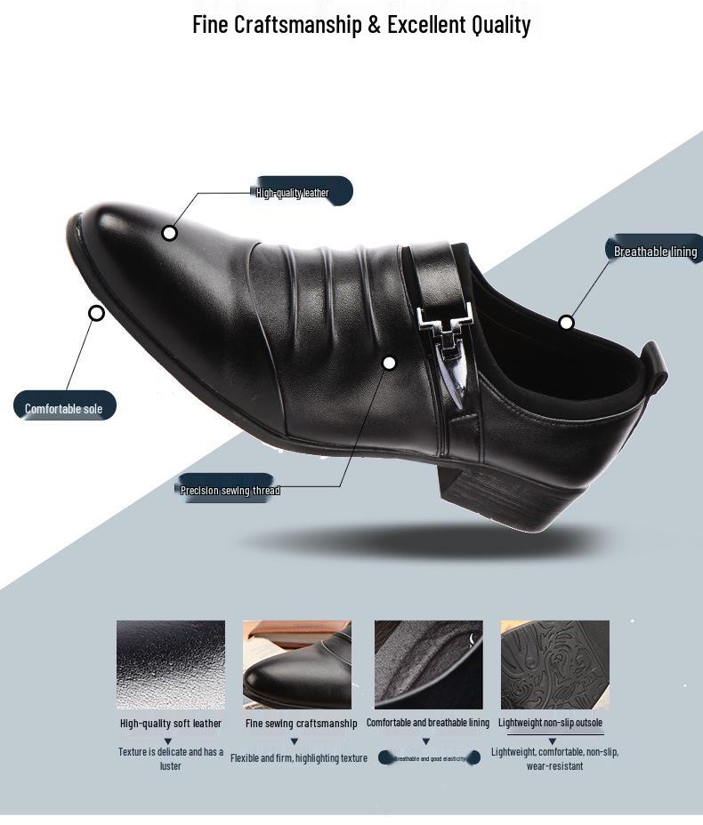 Men's White Leather Slip-On Shoes - Casual Wedding & Summer Formal Shoes, Youth Korean Style
